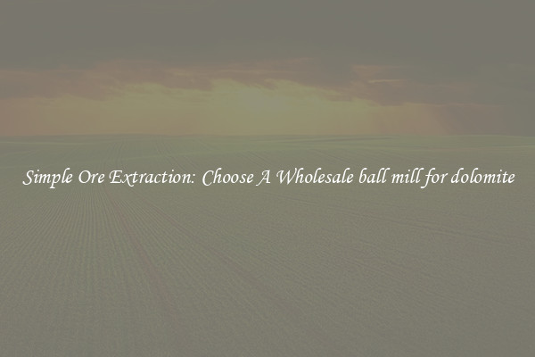 Simple Ore Extraction: Choose A Wholesale ball mill for dolomite