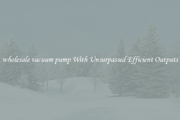 wholesale vacuum pump With Unsurpassed Efficient Outputs